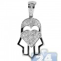 14K White Gold 0.42 ct Diamond Hamsa Hand Heart Pendant