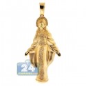 Matte 10K Yellow Gold 0.40 ct Diamond Virgin Mary Pendant