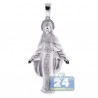 Mens Diamond Virgin Mary Pendant Matte 10K White Gold 0.40ct