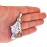 Mens Diamond Virgin Mary Pendant Matte 10K White Gold 0.40ct