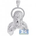 10K White Gold 0.45 ct Diamond Praying Jesus Christ Pendant
