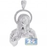 10K White Gold 0.45 ct Diamond Praying Jesus Christ Pendant