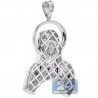 Mens Diamond Praying Jesus Christ Pendant 10K White Gold 0.45ct