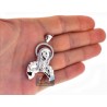 Mens Diamond Praying Jesus Christ Pendant 10K White Gold 0.45ct