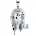 10K White Gold 0.22 ct Diamond Praying Jesus Christ Pendant