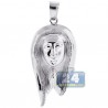 Mens Diamond Praying Jesus Christ Pendant 10K White Gold .22ct