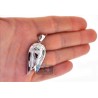 Mens Diamond Praying Jesus Christ Pendant 10K White Gold .22ct