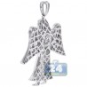 Mens Diamond Jesus Christ Angel Pendant 10K White Gold 0.27ct