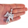 Mens Diamond Jesus Christ Angel Pendant 10K White Gold 0.27ct
