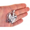 Mens Diamond Halo Angel Jesus Christ Pendant 10K White Gold