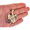 Mens Diamond Halo Angel Jesus Christ Pendant 10K Yellow Gold