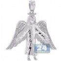 10K White Gold 0.26 ct Diamond Jesus Christ Angel Pendant
