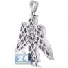 Mens Diamond Jesus Christ Angel Wings Pendant 10K White Gold
