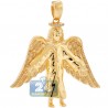Mens Diamond Jesus Christ Angel Wings Pendant 10K Yellow Gold