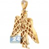 Mens Diamond Jesus Christ Angel Wings Pendant 10K Yellow Gold
