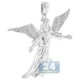 10K White Gold 0.31 ct Diamond Flying Jesus Christ Pendant