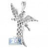 Mens Diamond Flying Jesus Christ Pendant 10K White Gold 0.31ct