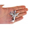 Mens Diamond Flying Jesus Christ Pendant 10K White Gold 0.31ct