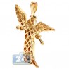 Mens Diamond Flying Jesus Christ Pendant 10K Yellow Gold 0.31ct