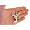 Mens Diamond Flying Jesus Christ Pendant 10K Yellow Gold 0.31ct