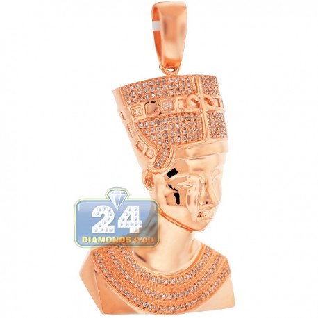 Mens Diamond Pharaoh Half Face Pendant 10K Rose Gold 0.53ct