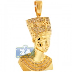 10K Yellow Gold 0.53 ct Diamond Pharaoh Half Face Pendant