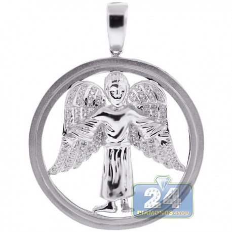 Mens Diamond Baby Angel Jesus Christ Pendant 10K White Gold