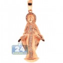 Matte 10K Rose Gold 0.25 ct Diamond Virgin Mary Pendant