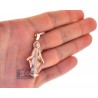 Mens Womens Diamond Virgin Mary Pendant Matte 10K Rose Gold