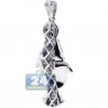Mens Womens Diamond Virgin Mary Pendant Matte 10K White Gold