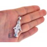 Mens Womens Diamond Virgin Mary Pendant Matte 10K White Gold