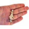 Mens Womens Diamond Virgin Mary Pendant Matte 10K Yellow Gold