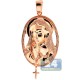 10K Rose Gold 0.64 ct Diamond Halo Virgin Mary Cross Pendant