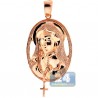 10K Rose Gold 0.64 ct Diamond Halo Virgin Mary Cross Pendant