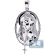 10K White Gold 0.64 ct Diamond Halo Virgin Mary Cross Pendant