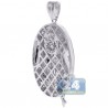 Mens Diamond Halo Virgin Mary Cross Pendant 10K White Gold 0.64ct