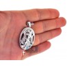 Mens Diamond Halo Virgin Mary Cross Pendant 10K White Gold 0.64ct