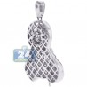 Mens Diamond Virgin Mary Cross Pendant 10K White Gold 0.33ct