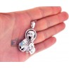 Mens Diamond Virgin Mary Cross Pendant 10K White Gold 0.33ct