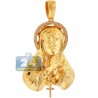 Mens Diamond Virgin Mary Cross Pendant 10K Yellow Gold 0.33ct