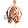Womens Diamond Virgin Mary Circle Pendant 10K Rose Gold 0.40ct