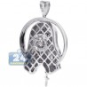 Womens Diamond Virgin Mary Circle Pendant 10K White Gold 0.40ct