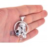Womens Diamond Virgin Mary Circle Pendant 10K White Gold 0.40ct