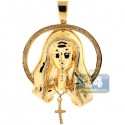 10K Yellow Gold 0.40 ct Diamond Virgin Mary Cross Pendant