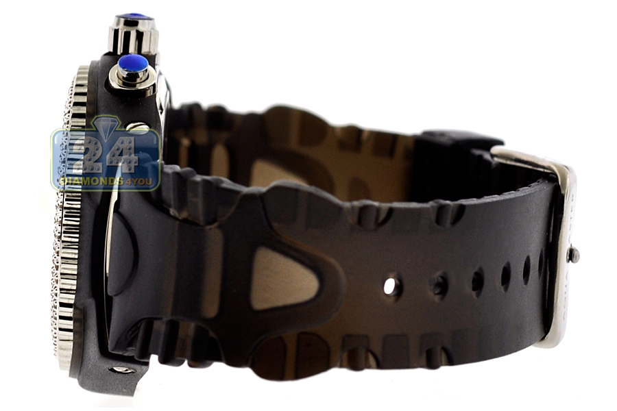 Mens Diamond Black Watch Aqua Master Sport Plastic 1.00 ct