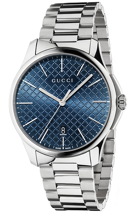 Gucci G-Timeless Blue Diamante Steel Bracelet Watch YA126316