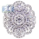 18K White Gold 2.48 ct Diamond Womens Cluster Flower Ring