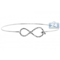 Womens Diamond Infinity Bangle Bracelet 18K White Gold 0.50 ct