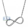 Womens Diamond Infinity Pendant Necklace 18K White Gold 18" 0.25ct