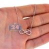 Womens Diamond Infinity Pendant Necklace 18K White Gold 18" 0.25ct